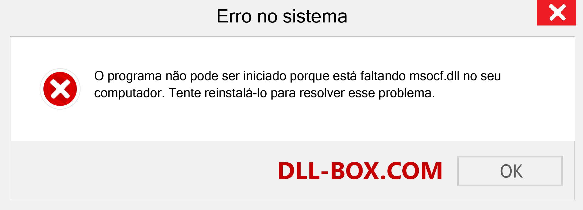 Arquivo msocf.dll ausente ?. Download para Windows 7, 8, 10 - Correção de erro ausente msocf dll no Windows, fotos, imagens